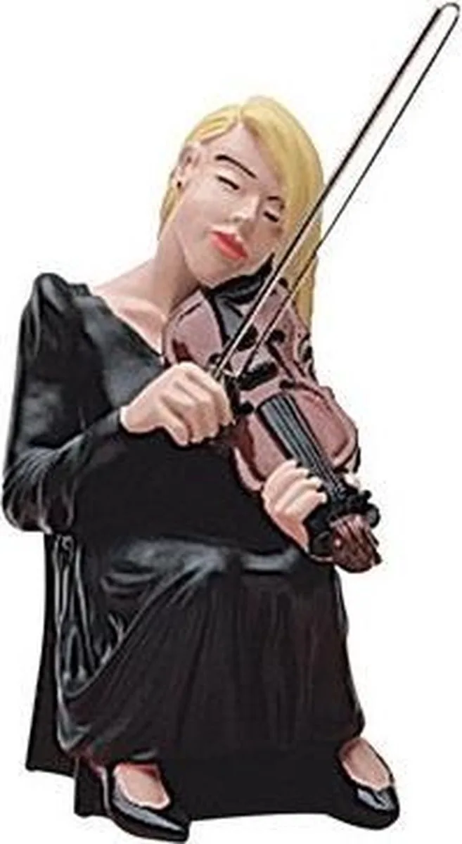 Antartidee Figur Geigerin Geige Schwarz Polyresin Italienisches Design 11x8x17 cm