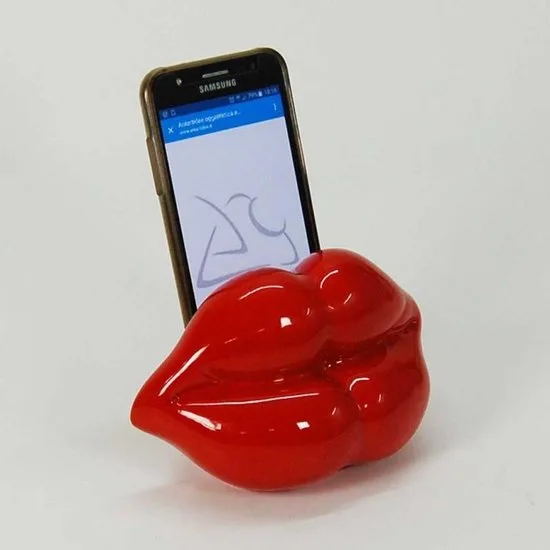 Antartidee Telefonhalter rote Lippen Polyresin Italienisches Design 15x10 cm