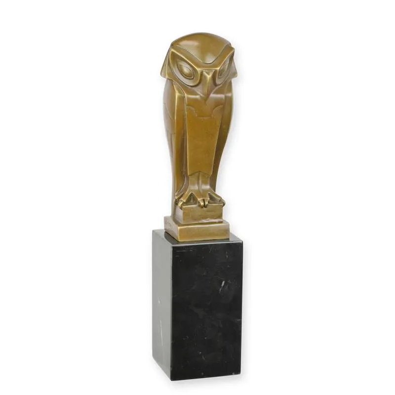 Art-déco-Bronze-Eule auf Marmorsockel