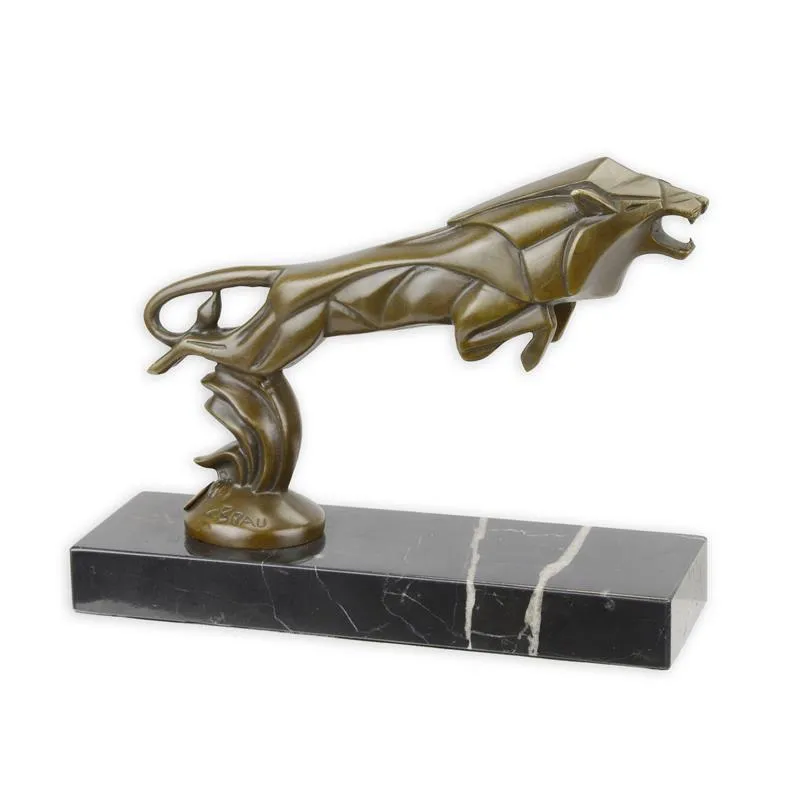 Art-déco-Bronze-Kühlerfigur springender Löwe