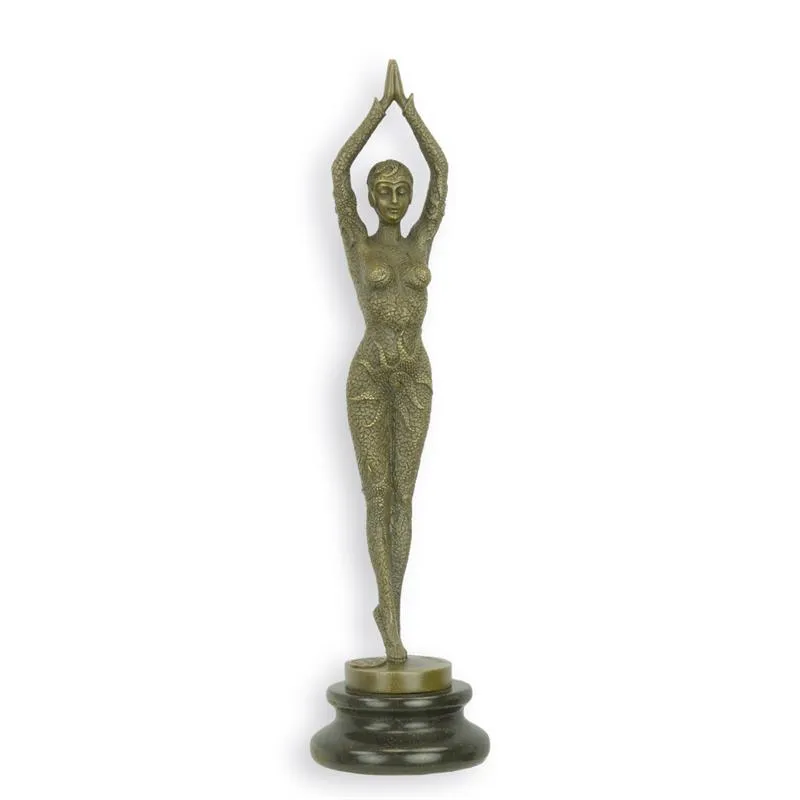 Art-déco-Bronzeskulptur Tänzerin Starfish auf Marmor 29 cm