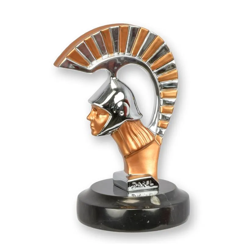 Art-déco-Kühlerfigur Spartaner aus Bronze versilbert 15,6 cm
