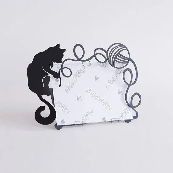 Arti e Mestieri Metall-Bilderrahmen Katze Tischmodell Italienisches Design 29x20 cm