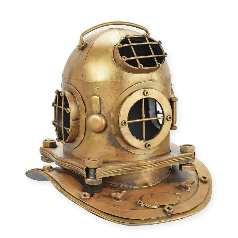 Blechmodell Taucherhelm messingfarben mit Patina 32 cm