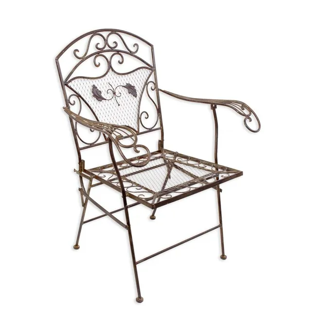 Brauner eiserner Sessel mit Armlehnungen