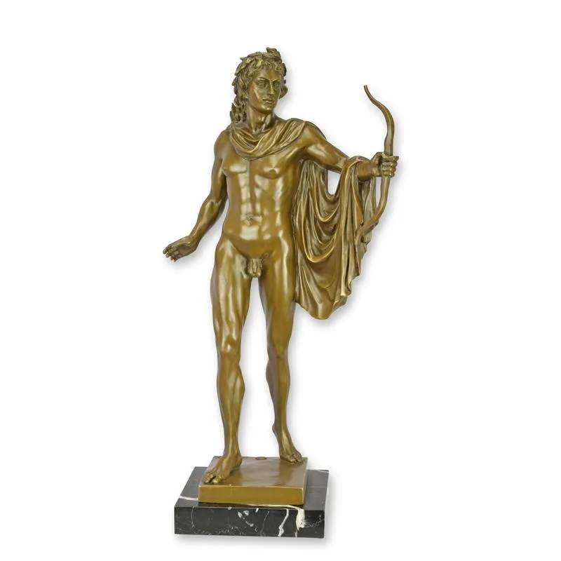 Bronze Apollo von Belvedere Skulptur auf Marmorsockel
