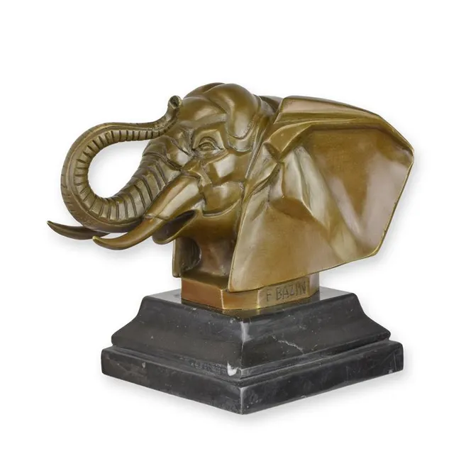 Bronze Art Déco Elefantenkopf Skulptur – 16,2 cm Massivbronze