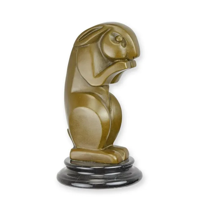 Bronze Art Déco Kaninchen – 15,7 cm kompakte Dekoskulptur