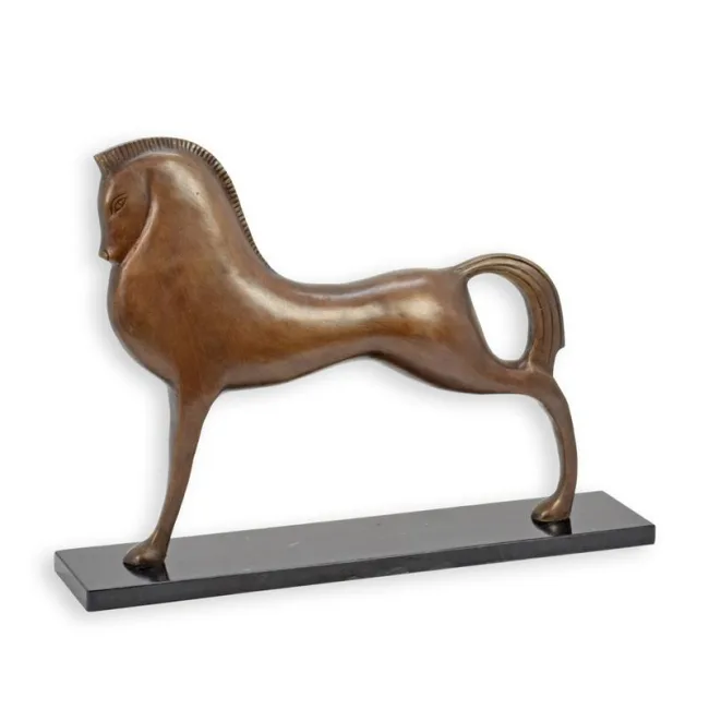 Bronze Art-deco-Pferdeskulptur stehend 37 cm hoch
