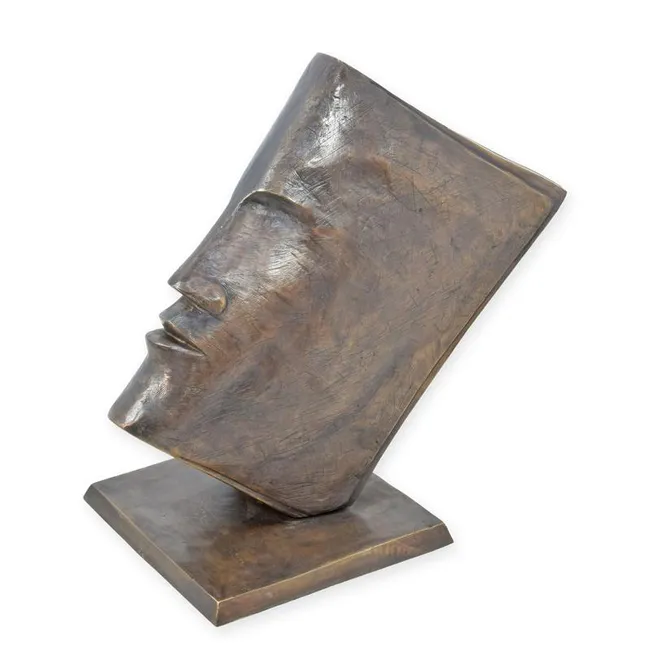 Bronze Buchgesicht Skulptur abstraktes Portrait
