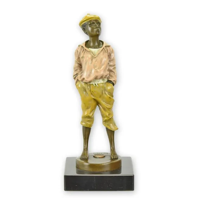 Bronze Der Floetenspieler 20,7 cm charaktervolle Maennerfigur