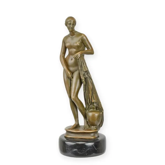 Bronze Frau an Saeule Skulptur 18 cm