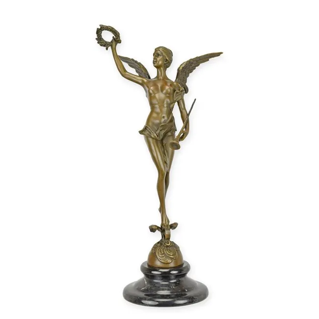 Bronze Frau mit Kranz Skulptur 37 cm
