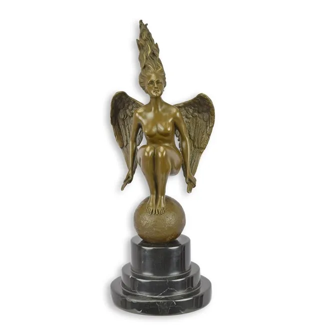Bronze gefluegelter weiblicher Akt 35 cm