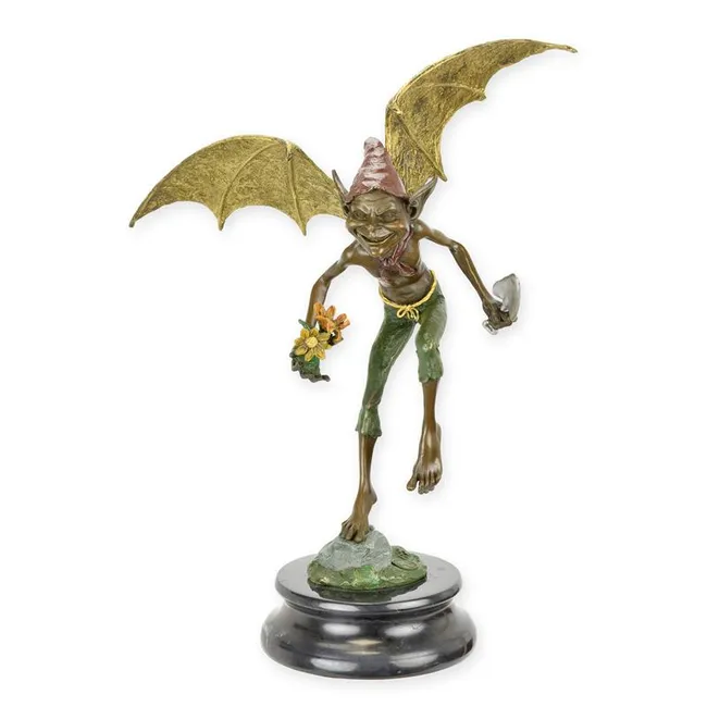 Bronze geflügelter Zwerg-Skulptur — 34 cm hoch