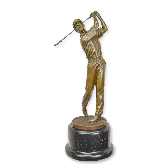Bronzefigur Golfspieler 37,9 cm Massivbronze Skulptur fuer Golfer