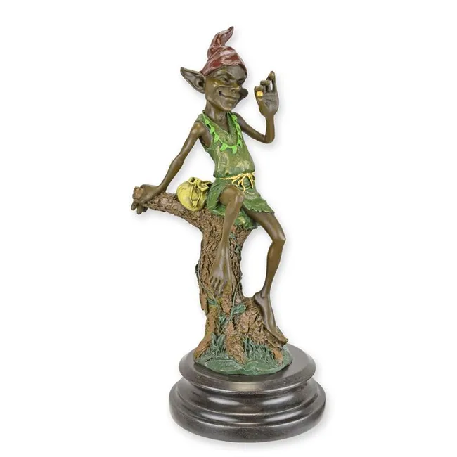 Bronze großer ruhender Zwerg-Skulptur — 30 cm hoch