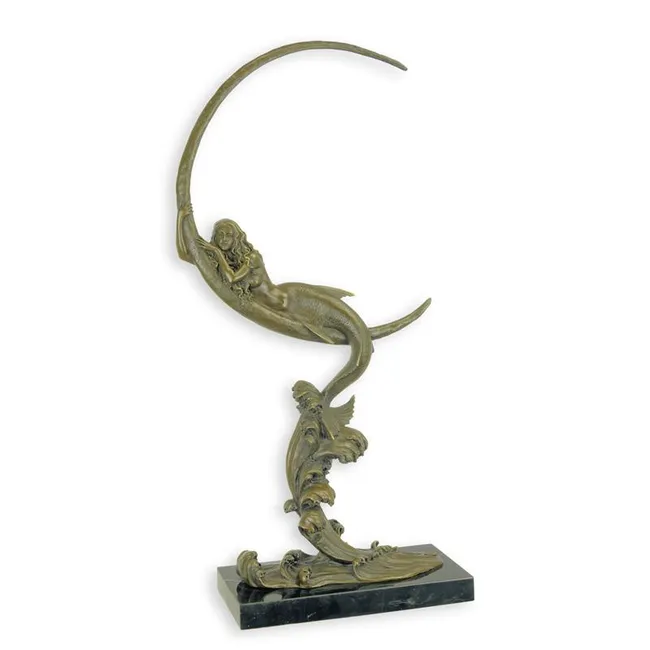 Bronze Halbmond Meerjungfrau Skulptur 65 cm