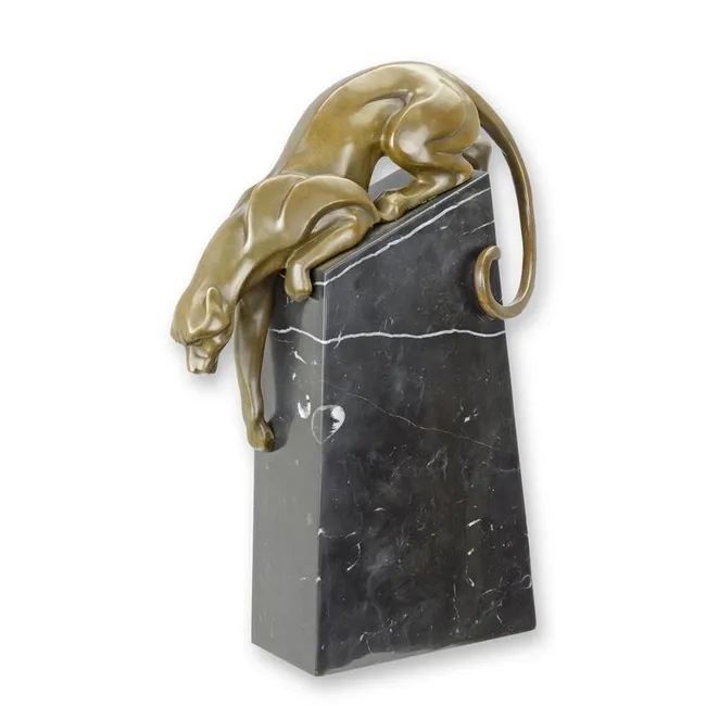 Bronze herabsteigender Panther Skulptur – 34,3 cm Massivbronze
