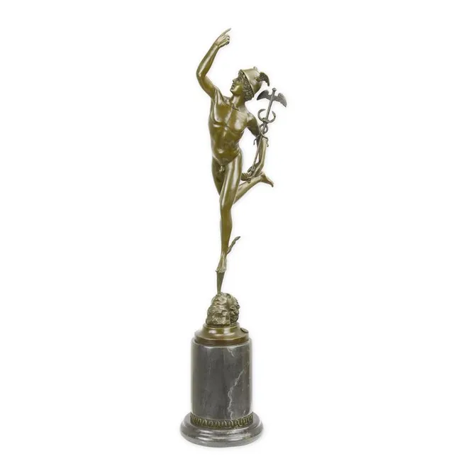 Bronzefigur Merkur 68,5 cm gross klassisch-roemische Skulptur