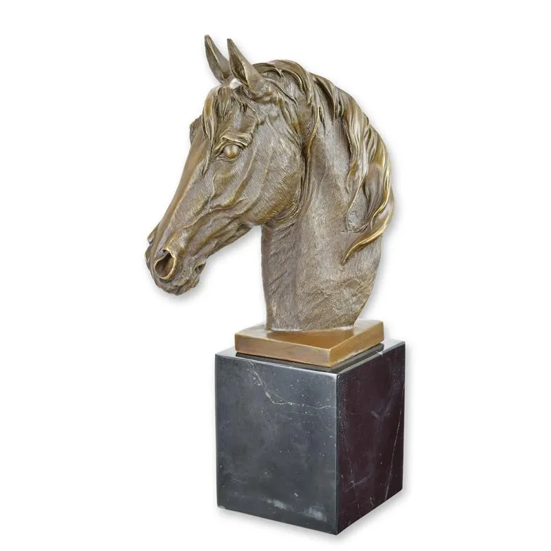 Bronze Pferdekopf-Büste auf Marmorsockel
