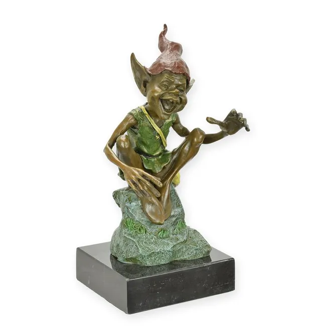 Bronze ruhender Zwerg-Skulptur — 21 cm hoch