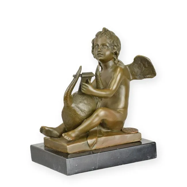 Bronze sitzender Engel Skulptur 12 cm