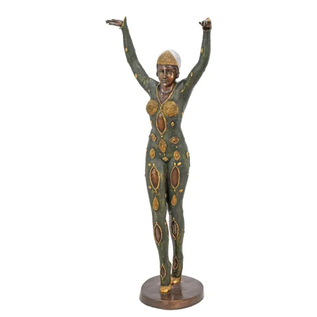Bronze Skulptur Dourga tanzende Frau mit Schmuck