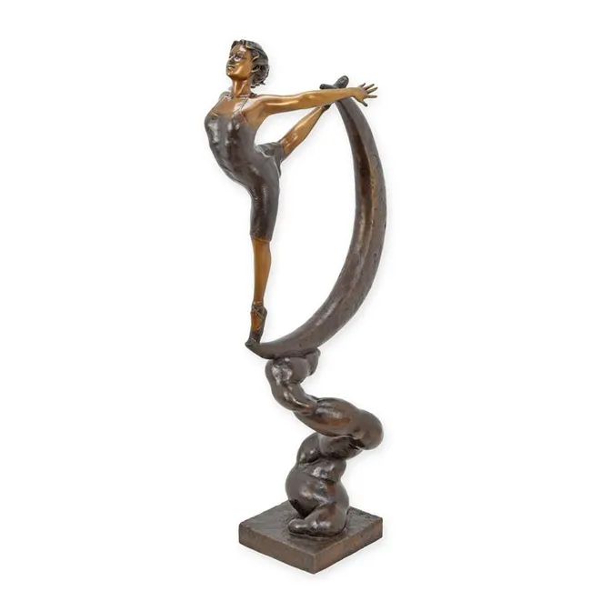 Bronze Skulptur wachsender Mond Taenzerin elegant