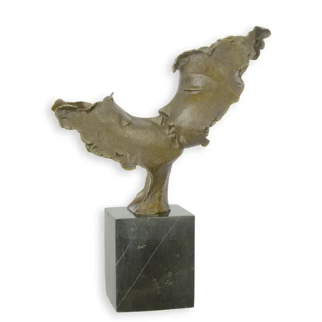 Bronze Skulptur zwei Gesichter küssend 45,9 cm