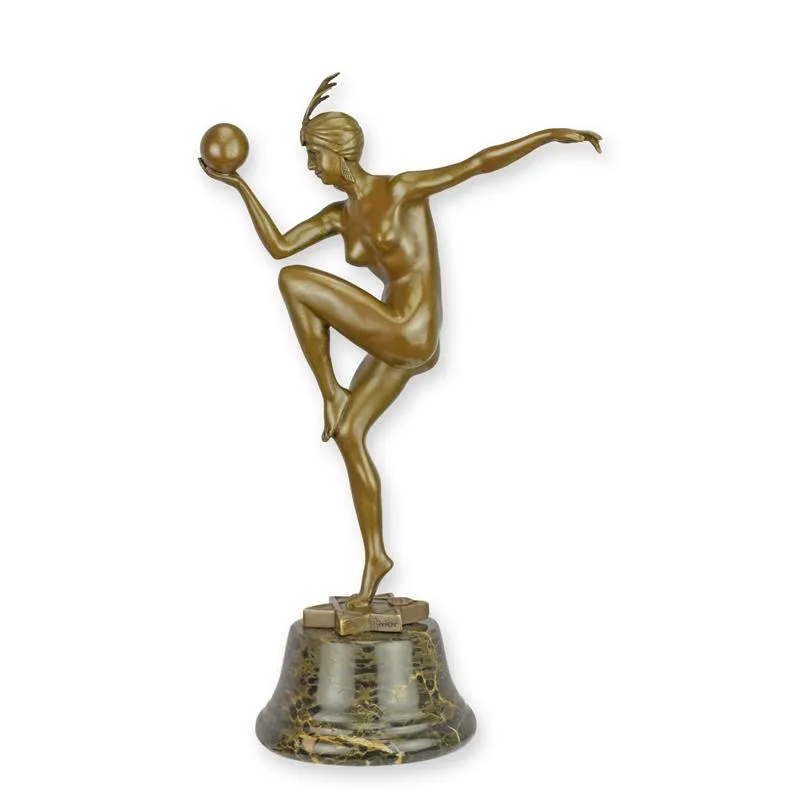 Bronze-Tänzerin Stella mit Ball Art déco