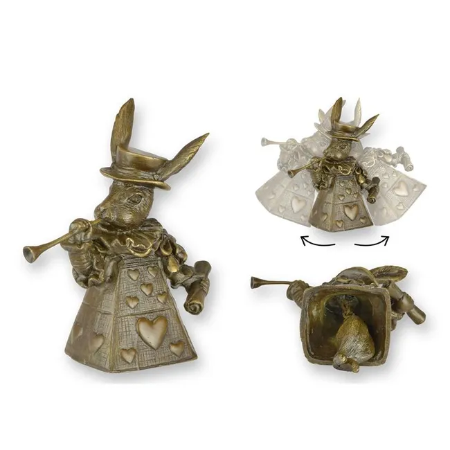Bronze-Tischglocke Kaninchen als Herzkoenigin