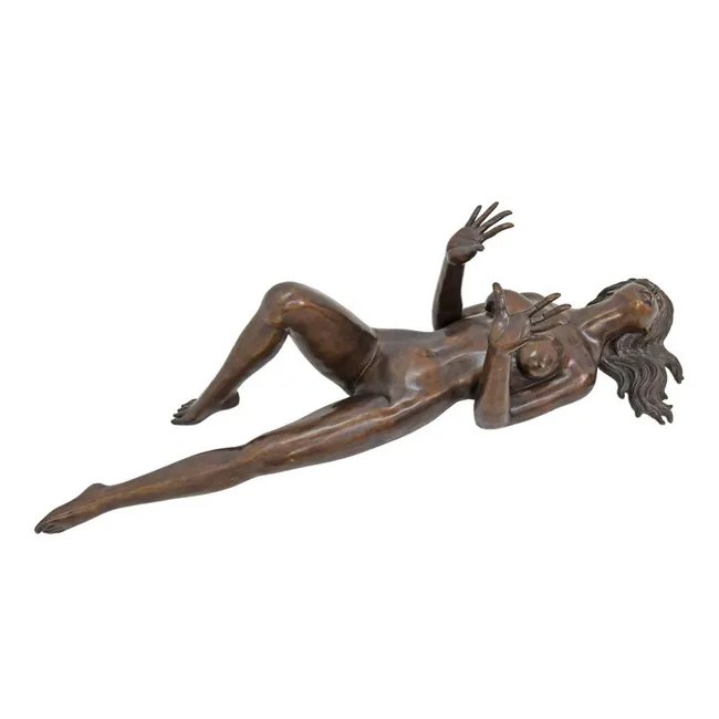 Bronze Tischsockel liegender weiblicher Akt