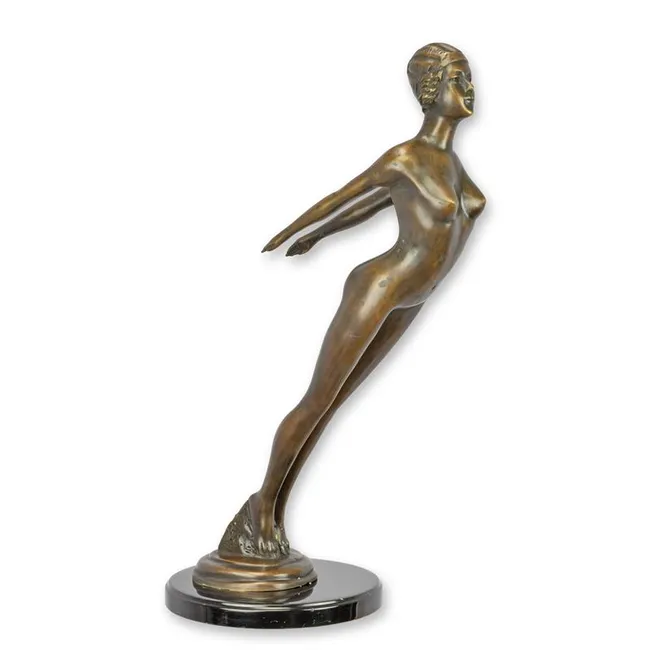 Bronze weiblicher Akt - Art Deco Stil mit Marmorsockel