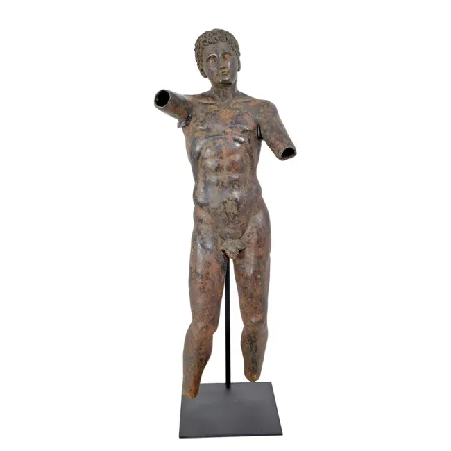Bronzefigur Apoxyomenos auf Stahlsockel 120 cm