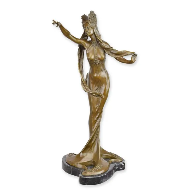Bronzefigur bekleidete Frau - 59 cm gross Massivbronze