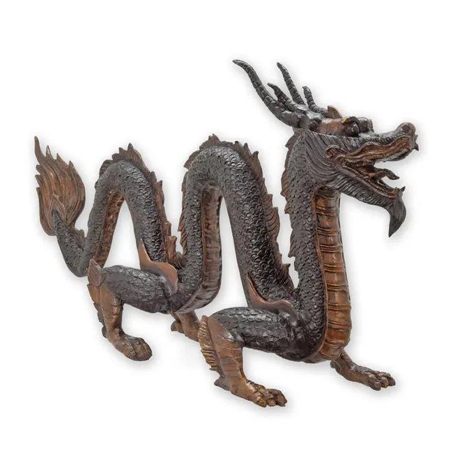 Bronzefigur Chinesischer Drache — breit, horizontal