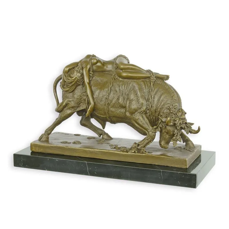 Bronzefigur Europa und der Stier auf Marmorsockel