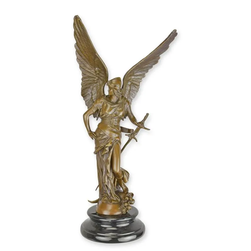 Bronzefigur geflügelte Frau mit Schwert Peace in Arms 39 cm