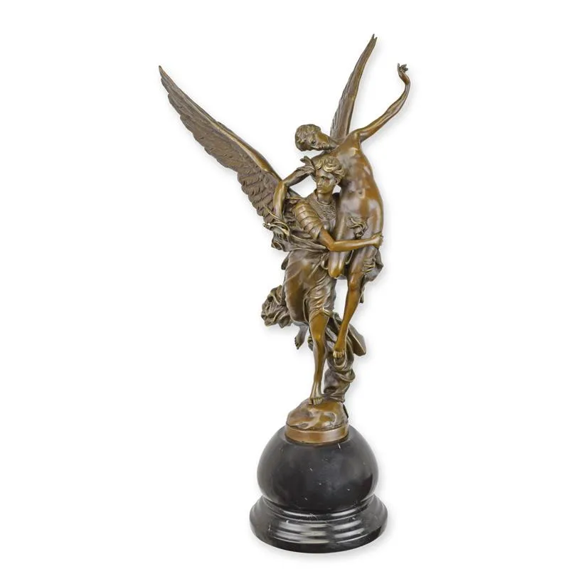 Bronzefigur Gloria Victis geflügelte Figur auf Marmorsockel