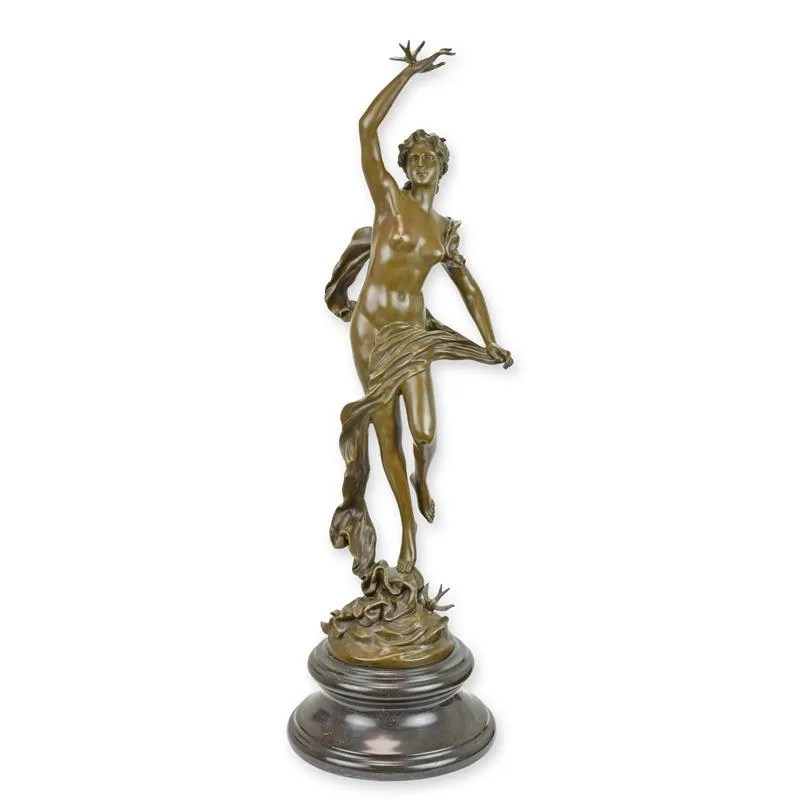 Bronzefigur L’Aurore tanzende Frauenfigur auf Marmorsockel