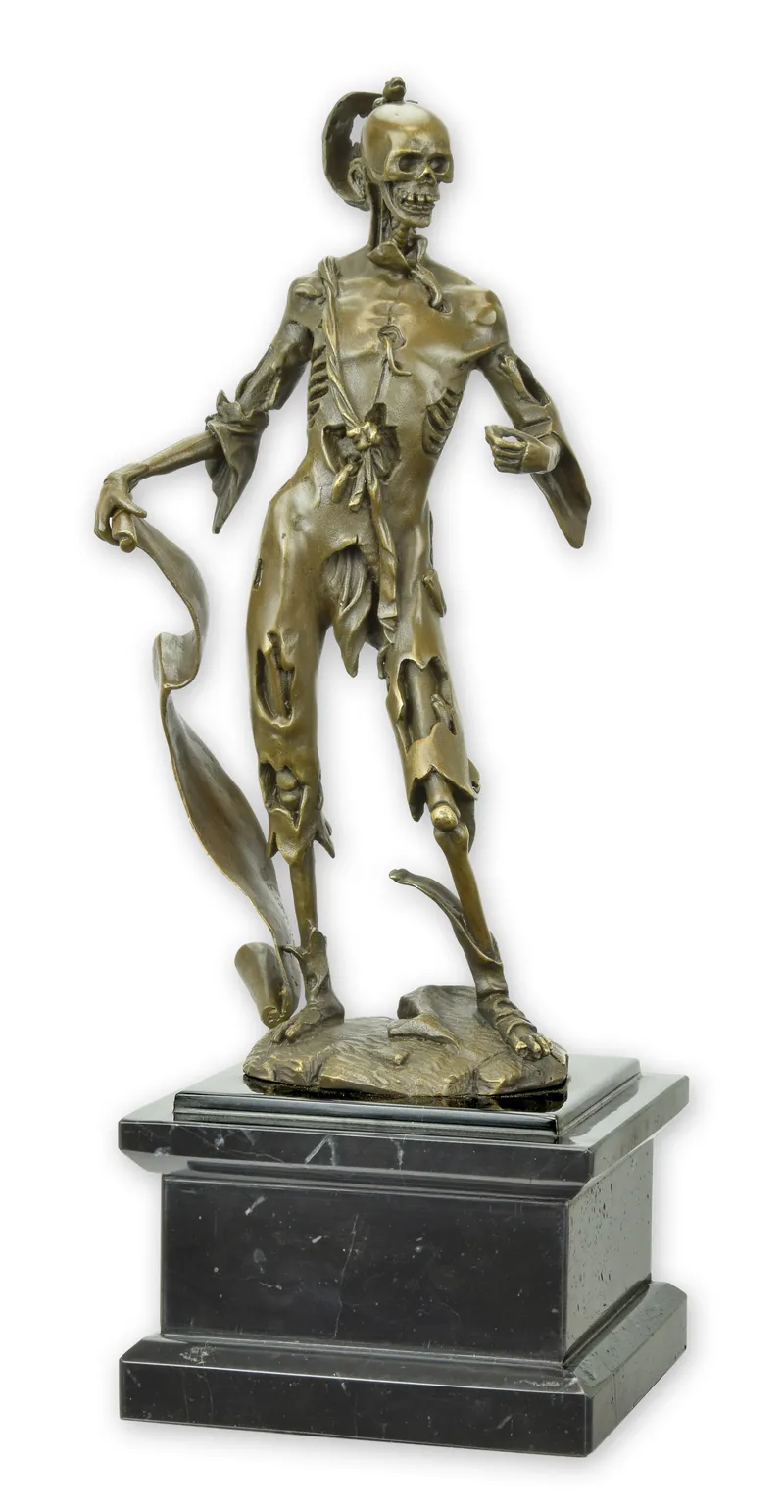 Bronzefigur Memento Mori Skelett