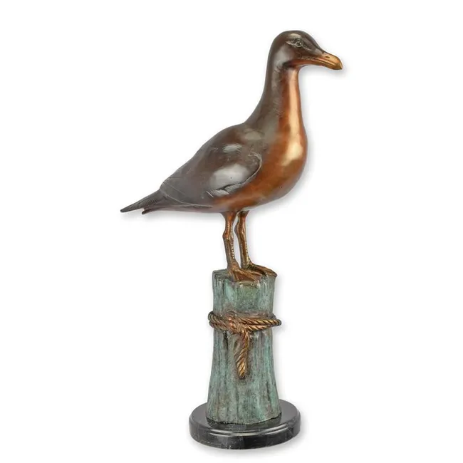 Bronzefigur Mowe auf Dalben — maritimes Stuck