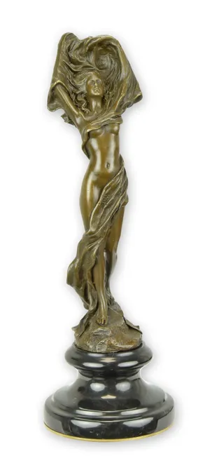 Bronzefigur Schleiertaenzerin 28 cm Massivbronze auf Messingfuss