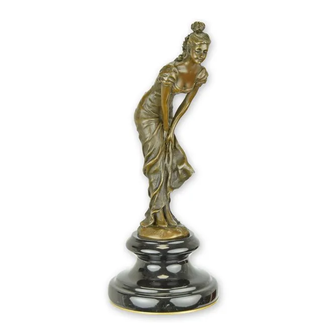 Bronzefigur Taenzerin 24,8 cm klassisch Massivbronze Messingfuss
