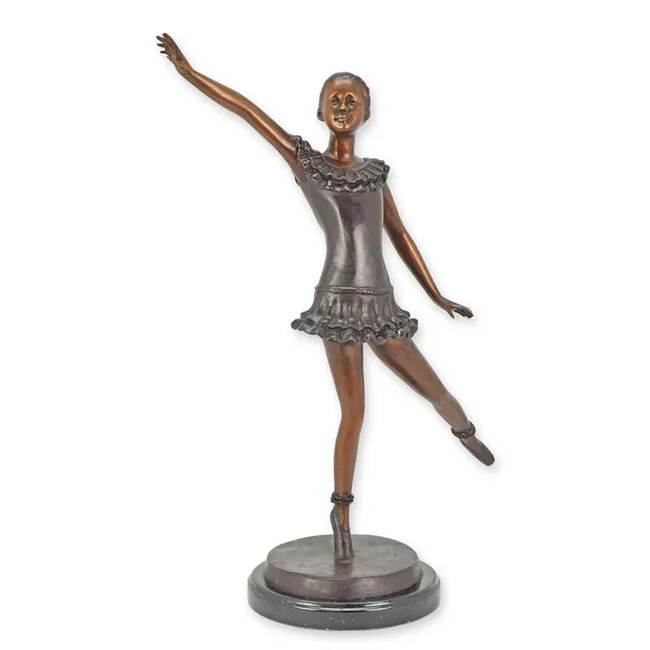 Bronzefigur Tanzende Ballerina Auf Marmorsockel