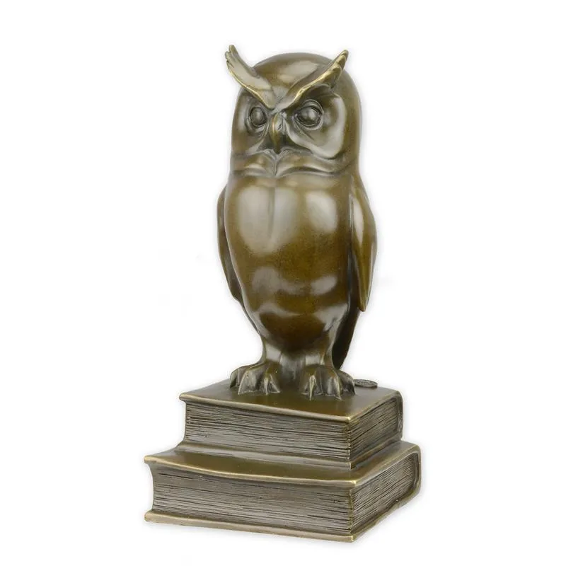 Bronzefigur weise Eule auf Bücherstapel 22,2 cm