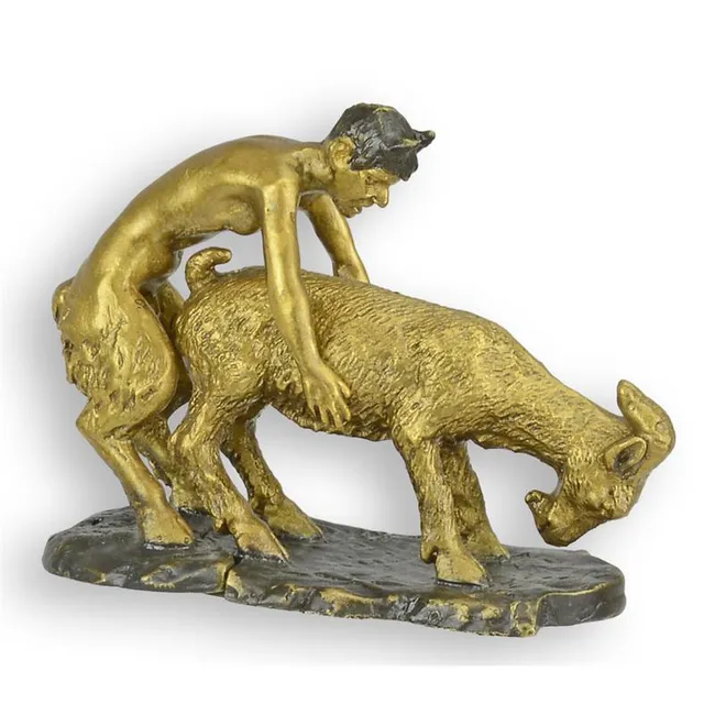 Bronzegruppe Faun und Ziege