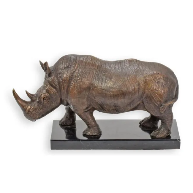 Bronzenashorn auf Marmorsockel 16 cm hoch