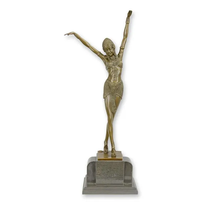 Bronzene aegyptische Taenzerin-Skulptur, 55 cm hoch